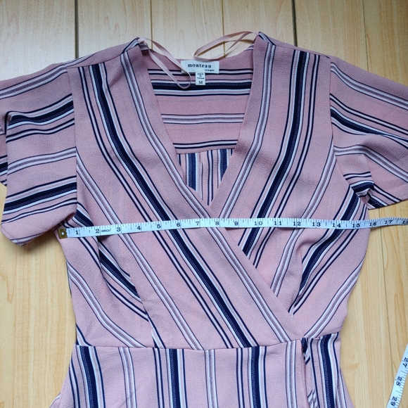 Monteau Wrap Style Stripe Spring Summer Cute Dress - Picture 6 of 8